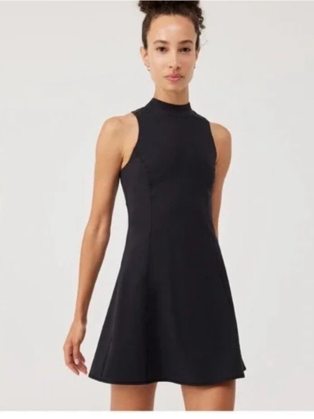 Outdoor Voices Bloom Mock-Neck Dress in Black